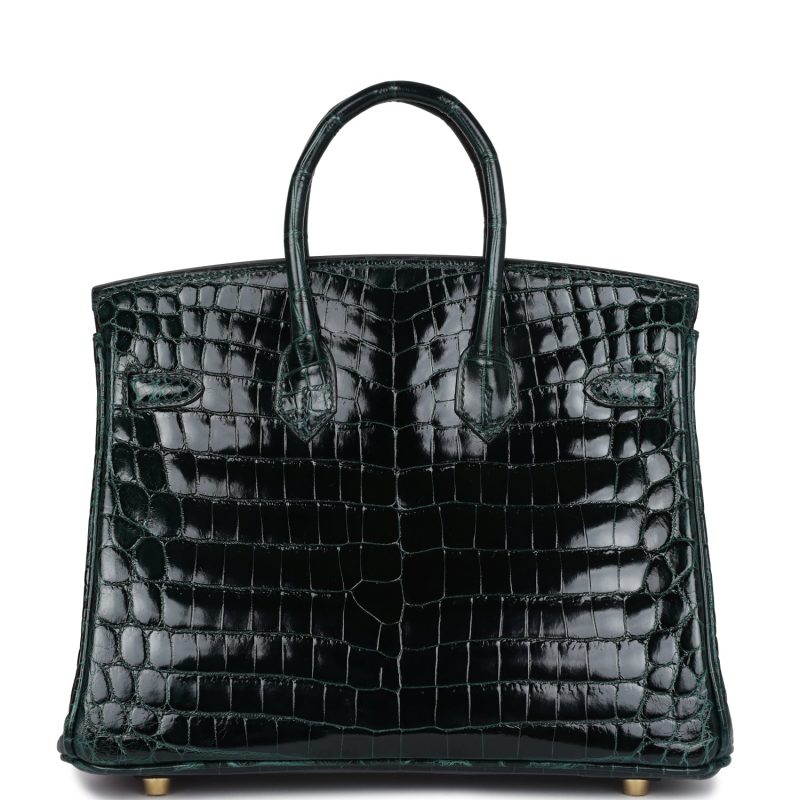 Hermes Birkin 25 Vert Cypress Shiny Niloticus Crocodile Gold Hardware - Image 4
