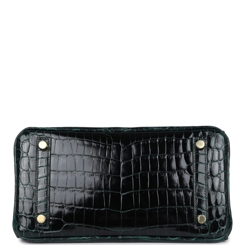Hermes Birkin 25 Vert Cypress Shiny Niloticus Crocodile Gold Hardware - Image 5