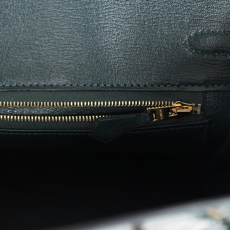 Hermes Birkin 25 Vert Cypress Shiny Niloticus Crocodile Gold Hardware - Image 8