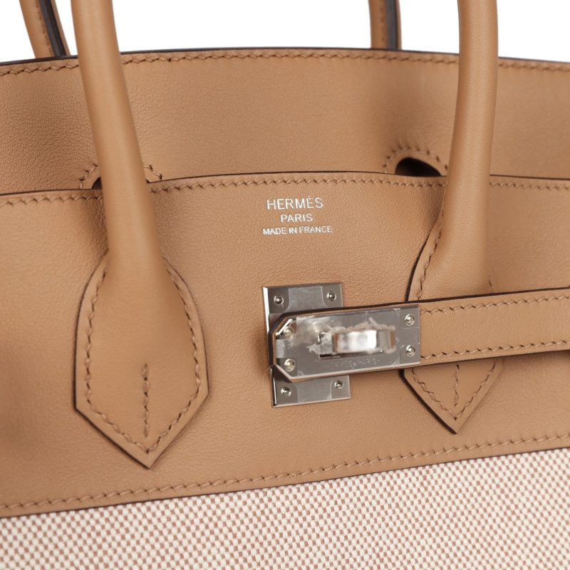 Hermes Birkin 25 Toile H and Chai Swift Palladium Hardware - Image 6