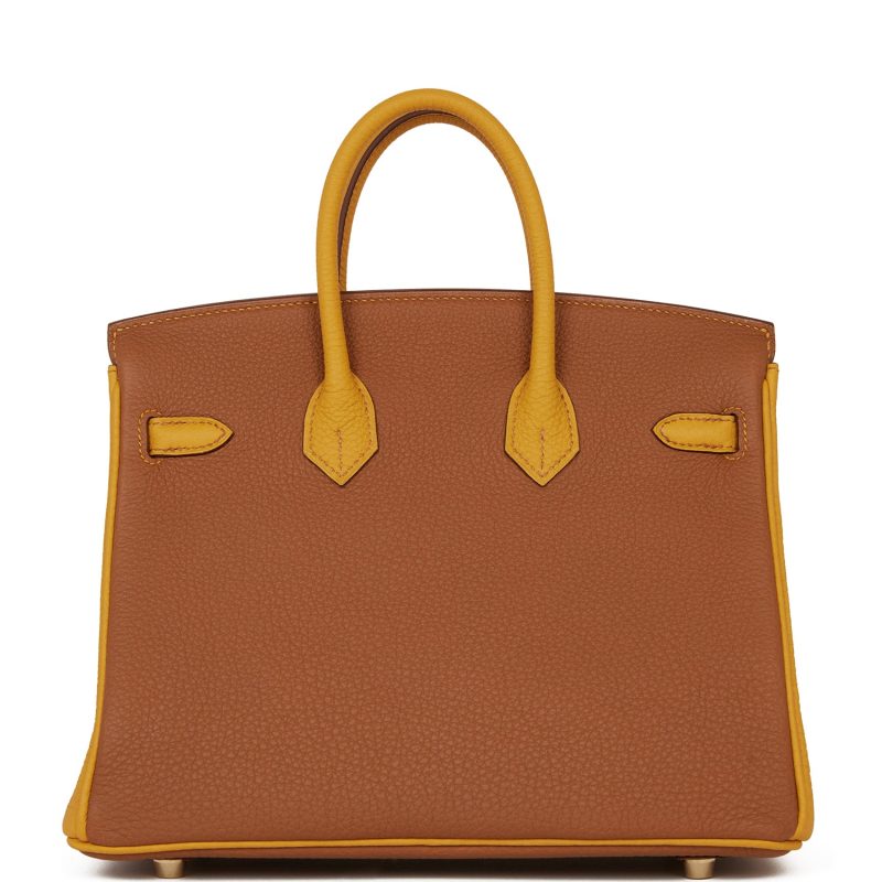 Hermes Special Order (HSS) Birkin 25 Gold and Jaune Ambre Togo Brushed Gold Hardware - Image 4