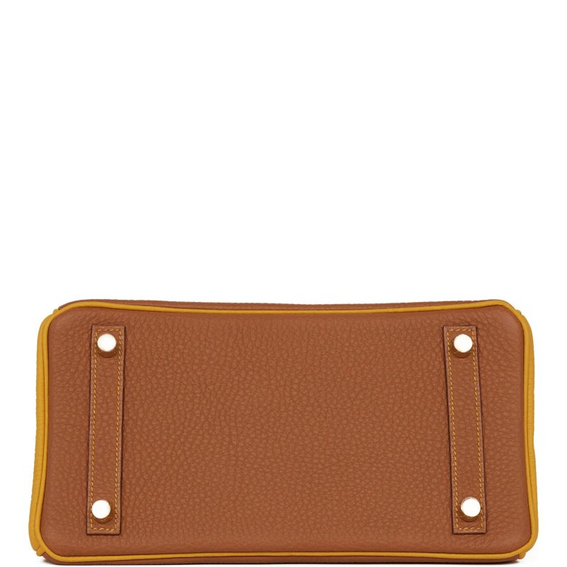 Hermes Special Order (HSS) Birkin 25 Gold and Jaune Ambre Togo Brushed Gold Hardware - Image 5
