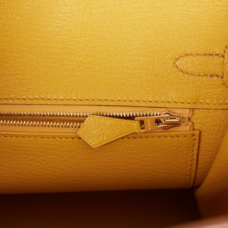 Hermes Special Order (HSS) Birkin 25 Gold and Jaune Ambre Togo Brushed Gold Hardware - Image 8