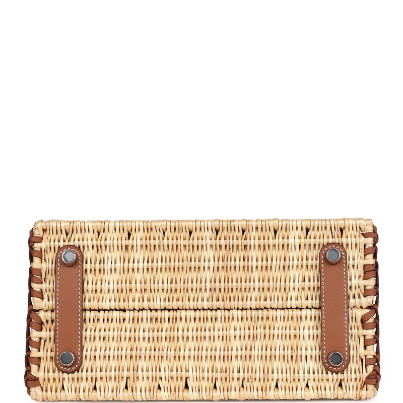 Hermes Picnic Birkin 25 Gold Swift and Stripe Wicker Palladium Hardware - Image 5