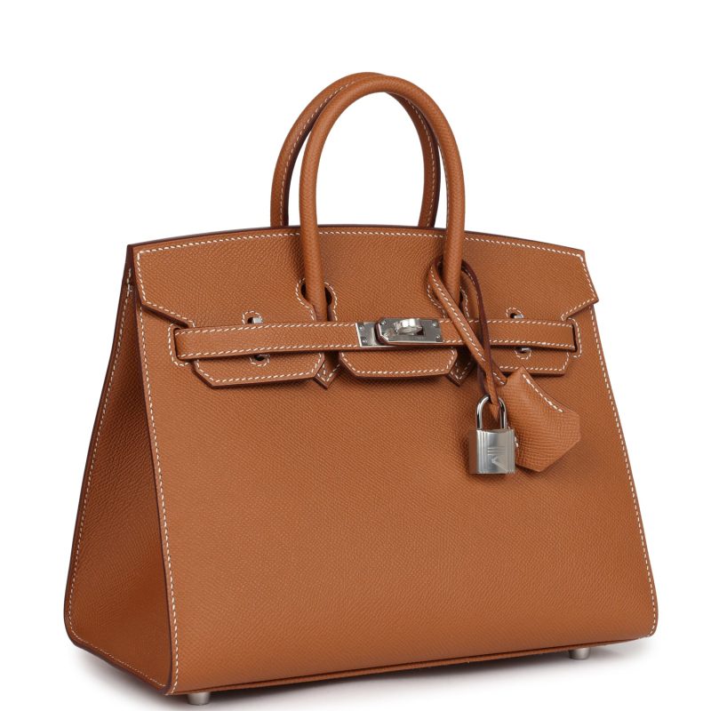 Hermes Birkin Sellier 25 Gold Epsom Palladium Hardware - Image 2