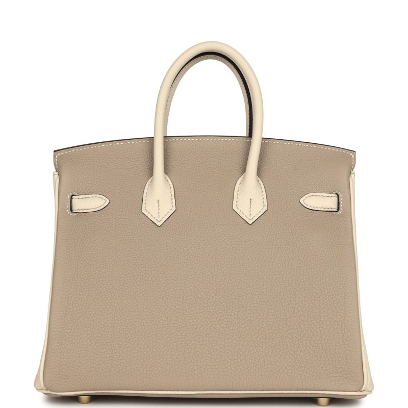 Hermes Special Order (HSS) Birkin 25 Gris Tourterelle and Craie Togo Brushed Gold Hardware - Image 4