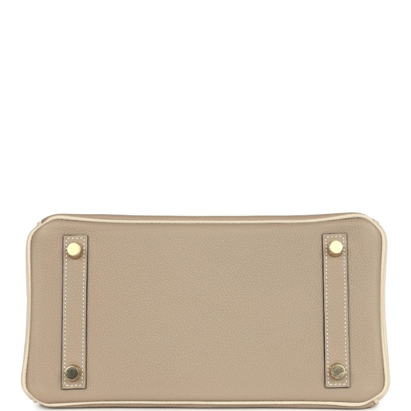 Hermes Special Order (HSS) Birkin 25 Gris Tourterelle and Craie Togo Brushed Gold Hardware - Image 5