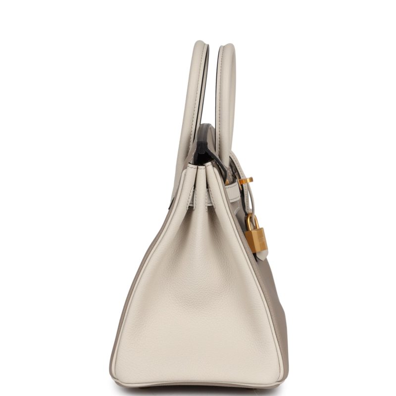 Hermes Special Order (HSS) Birkin 25 Gris Asphalte and Craie Togo Brushed Gold Hardware - Image 3