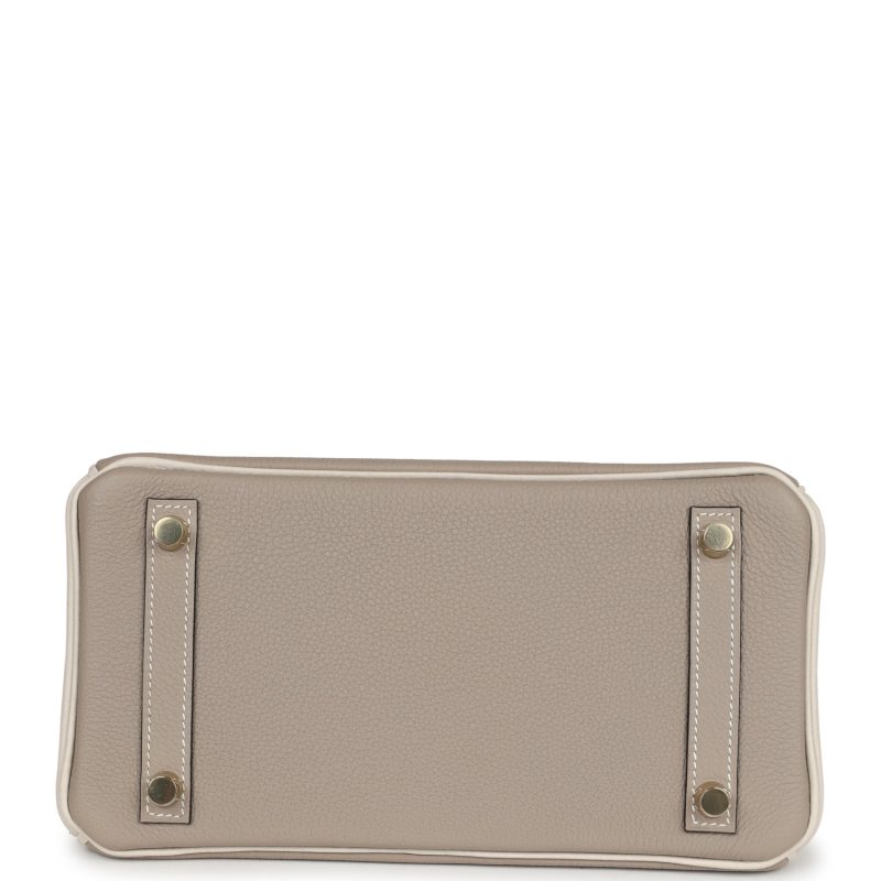 Hermes Special Order (HSS) Birkin 25 Gris Asphalte and Craie Togo Brushed Gold Hardware - Image 5