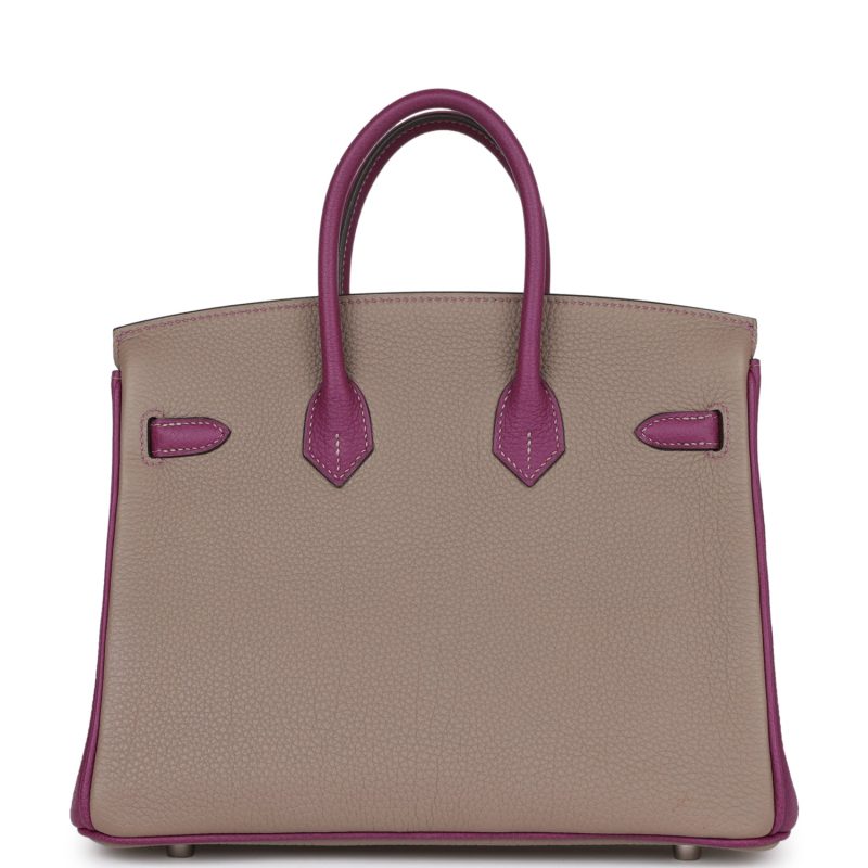 Hermes Special Order (HSS) Birkin 25 Gris Asphalte and Anenome Togo Brushed Palladium Hardware - Image 4