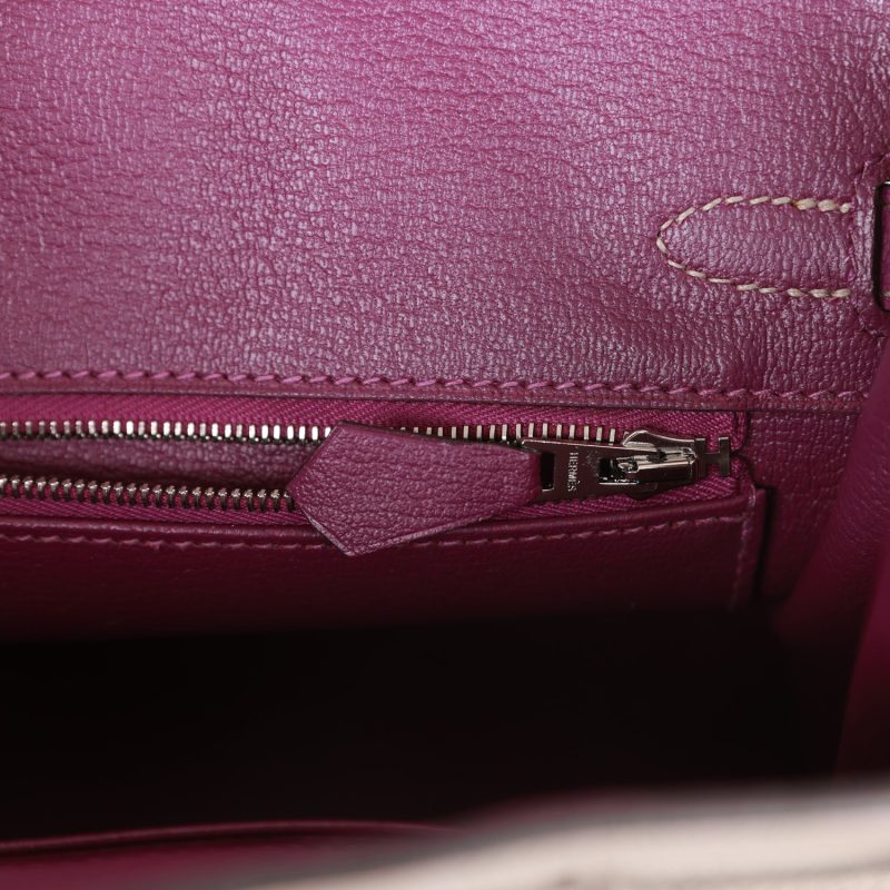 Hermes Special Order (HSS) Birkin 25 Gris Asphalte and Anenome Togo Brushed Palladium Hardware - Image 8