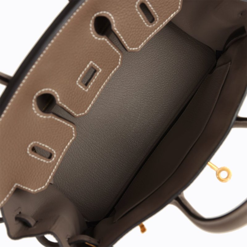 Hermes Special Order (HSS) Birkin 25 Etoupe and Etain Togo Brushed Gold Hardware - Image 7