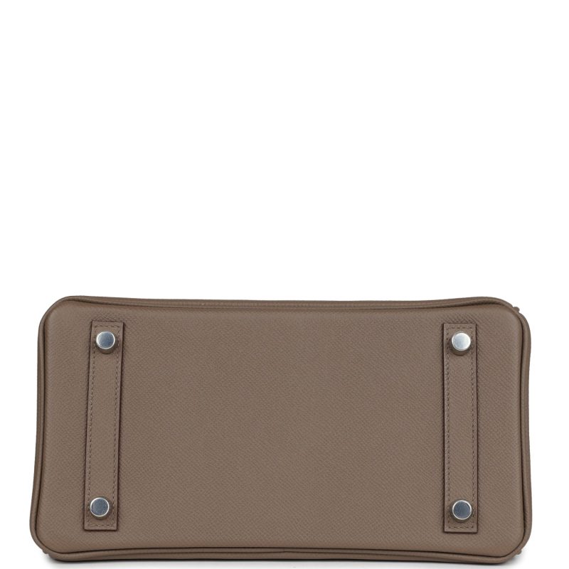 Hermes Birkin 25 Tri-color Etoupe, Ebene and Gris Pale Epsom Palladium Hardware - Image 5
