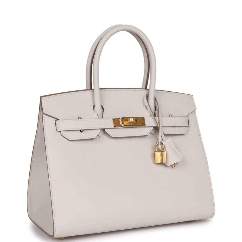 Hermes Birkin Sellier 30 Gris Pale Epsom Gold Hardware - Image 2