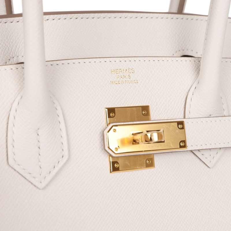 Hermes Birkin Sellier 30 Gris Pale Epsom Gold Hardware - Image 6