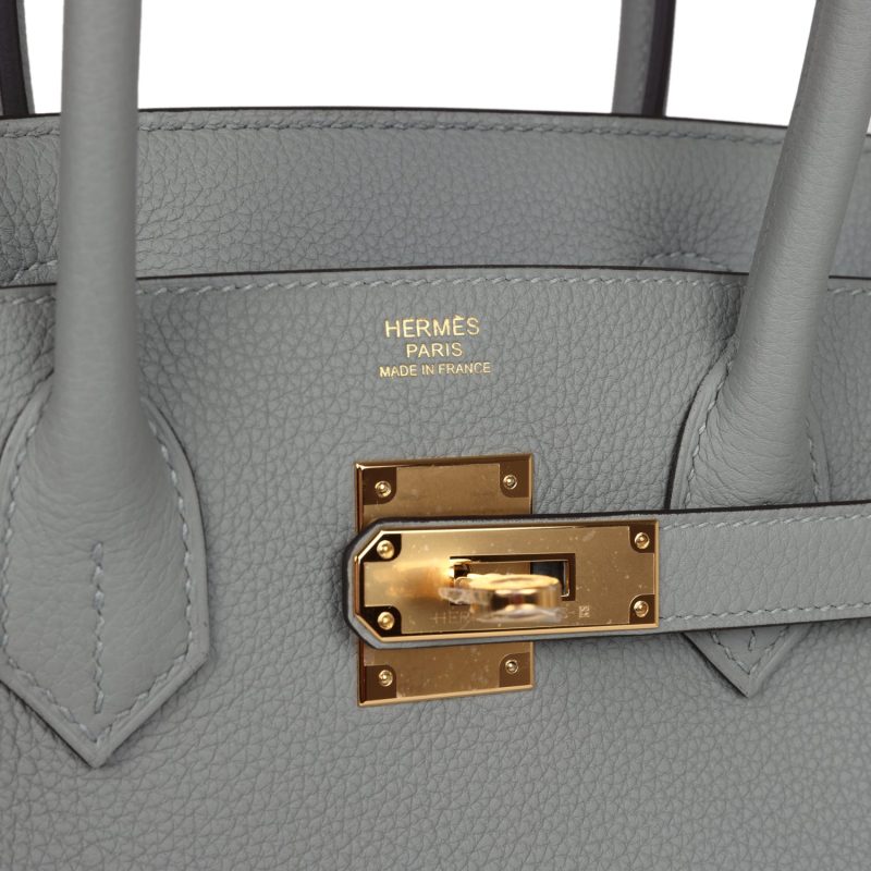 Hermes Birkin 30 Gris Mouette Togo Gold Hardware - Image 6