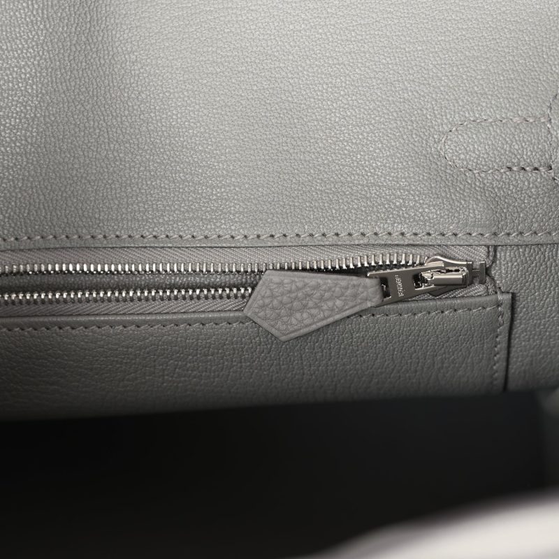 Hermes Birkin 25 Gris Meyer Togo and Gris Ciment Matte Alligator Touch Palladium Hardware - Image 8