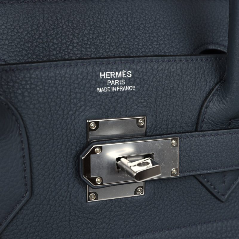 Hermes HAC Birkin 40 Gris Misty Togo Palladium Hardware - Image 6