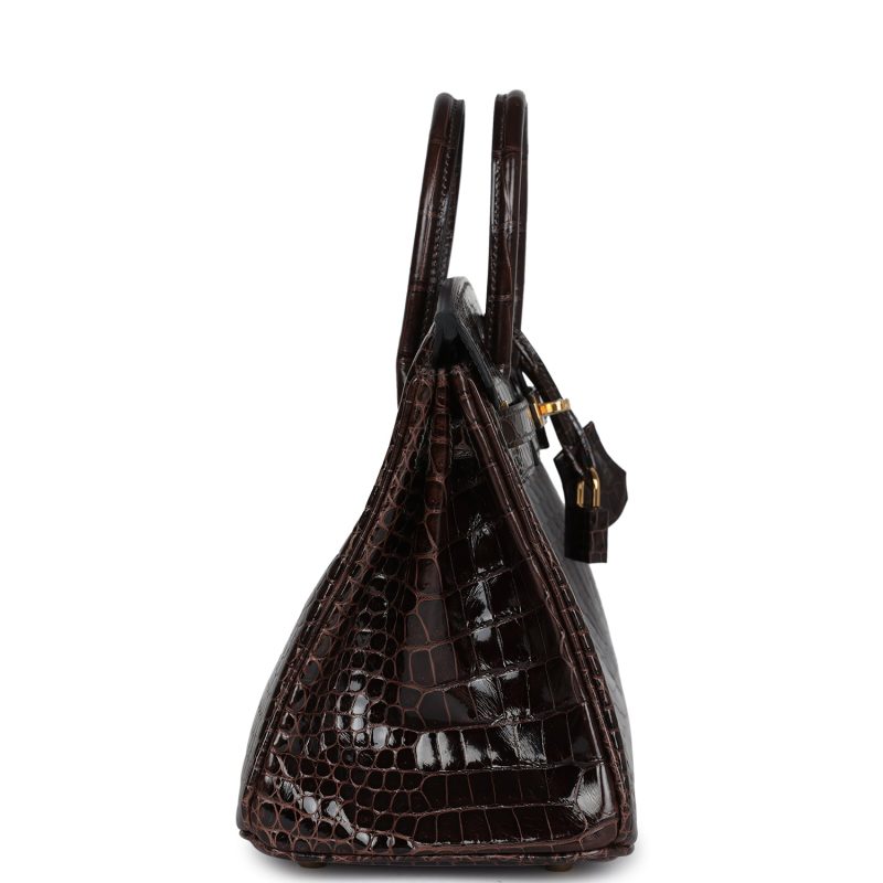 Hermes Birkin 25 Macassar Shiny Porosus Crocodile Gold Hardware - Image 3
