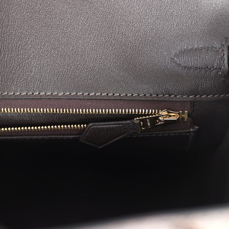 Hermes Birkin 25 Macassar Shiny Porosus Crocodile Gold Hardware - Image 8