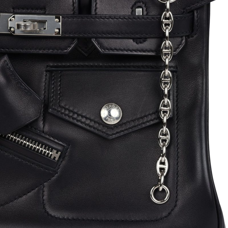Hermes Limited Edition Birkin Rock 25 Black Volupto Palladium Hardware - Image 6