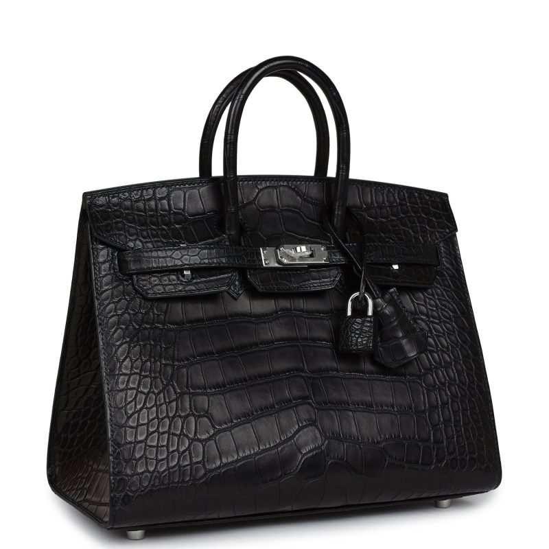 Hermes Birkin Sellier 25 Black Matte Alligator Palladium Hardware - Image 2