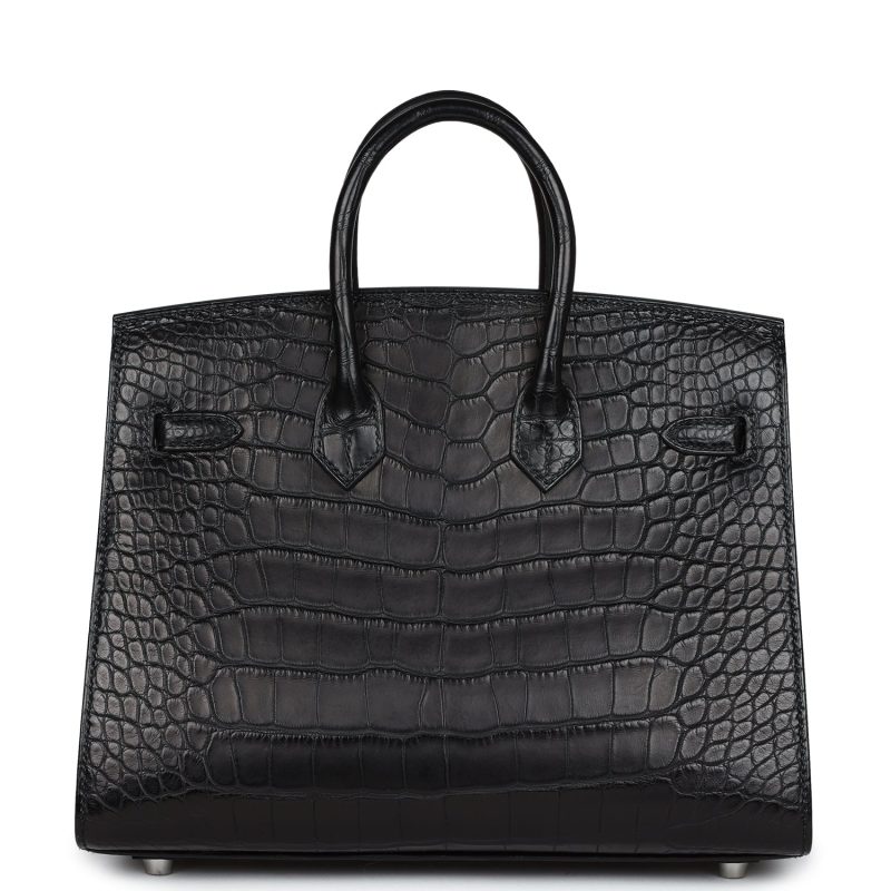 Hermes Birkin Sellier 25 Black Matte Alligator Palladium Hardware - Image 4