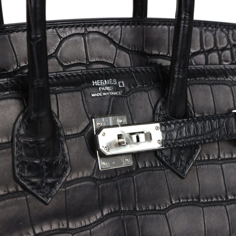 Hermes Birkin Sellier 25 Black Matte Alligator Palladium Hardware - Image 6