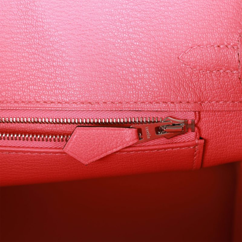 Hermes Special Order (HSS) Birkin 25 Black and Rose Azalee Chevre Brushed Palladium Hardware - Image 8