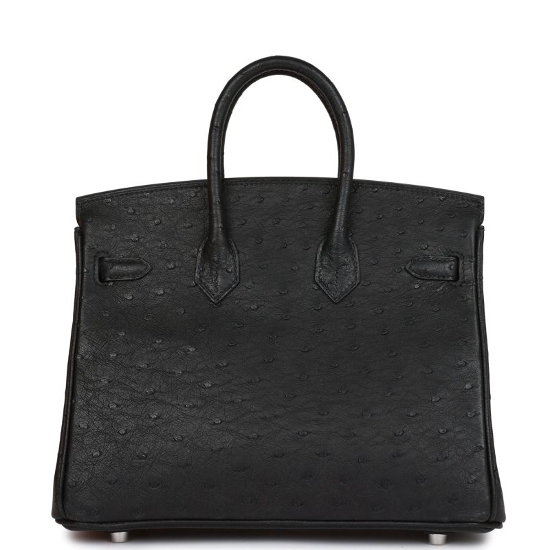Hermes Birkin 25 Black Ostrich Palladium Hardware - Image 4