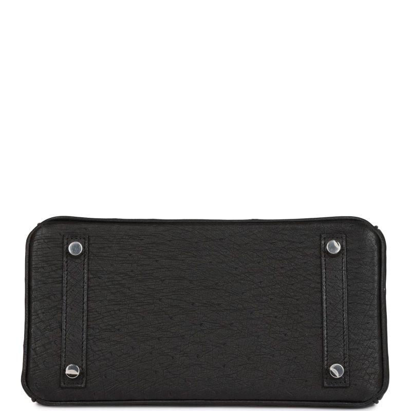 Hermes Birkin 25 Black Ostrich Palladium Hardware - Image 5