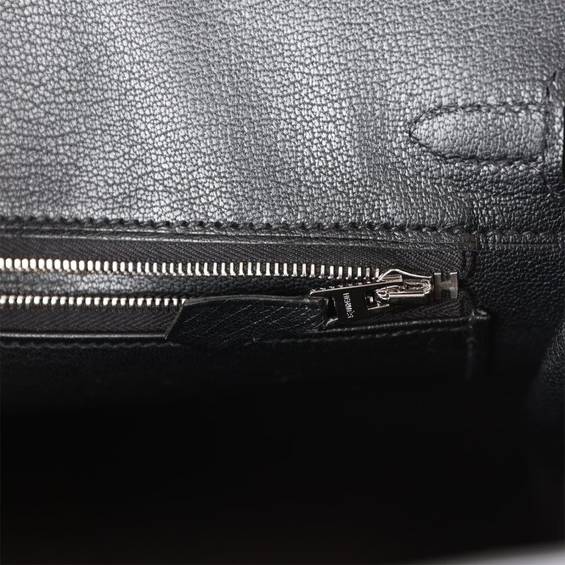 Hermes Birkin 25 Black Ostrich Palladium Hardware - Image 8