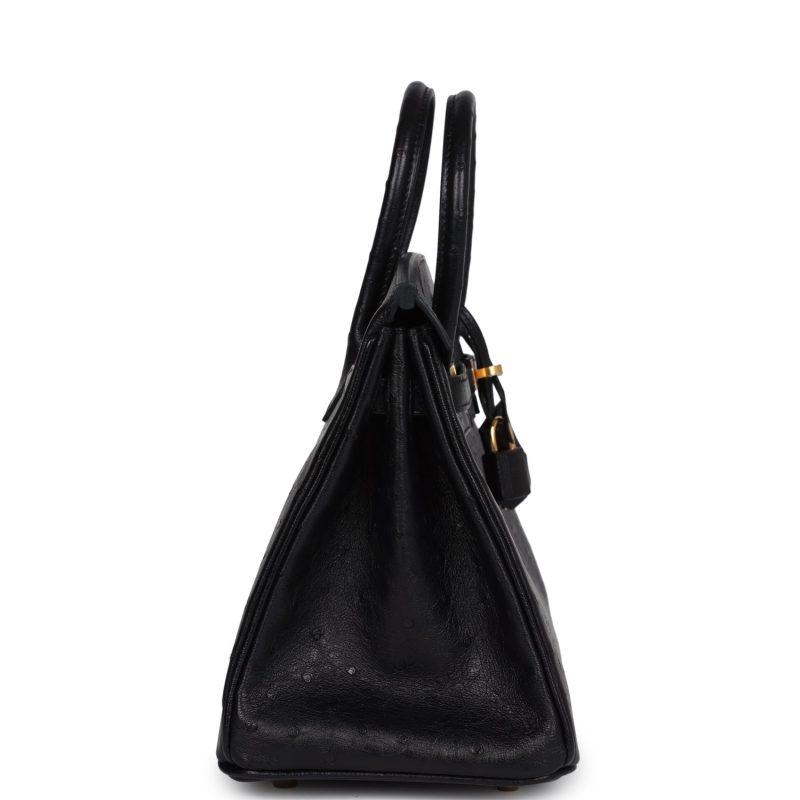 Hermes Birkin 25 Black Ostrich Gold Hardware - Image 3
