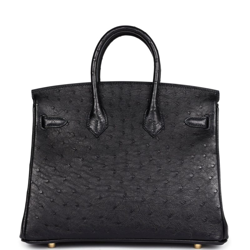 Hermes Birkin 25 Black Ostrich Gold Hardware - Image 4