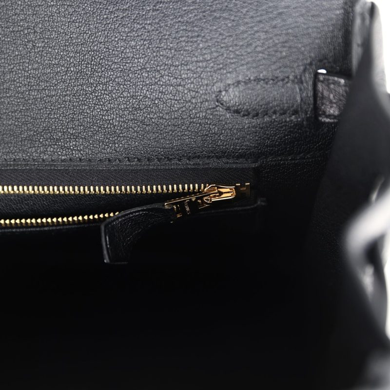 Hermes Birkin 25 Black Ostrich Gold Hardware - Image 8