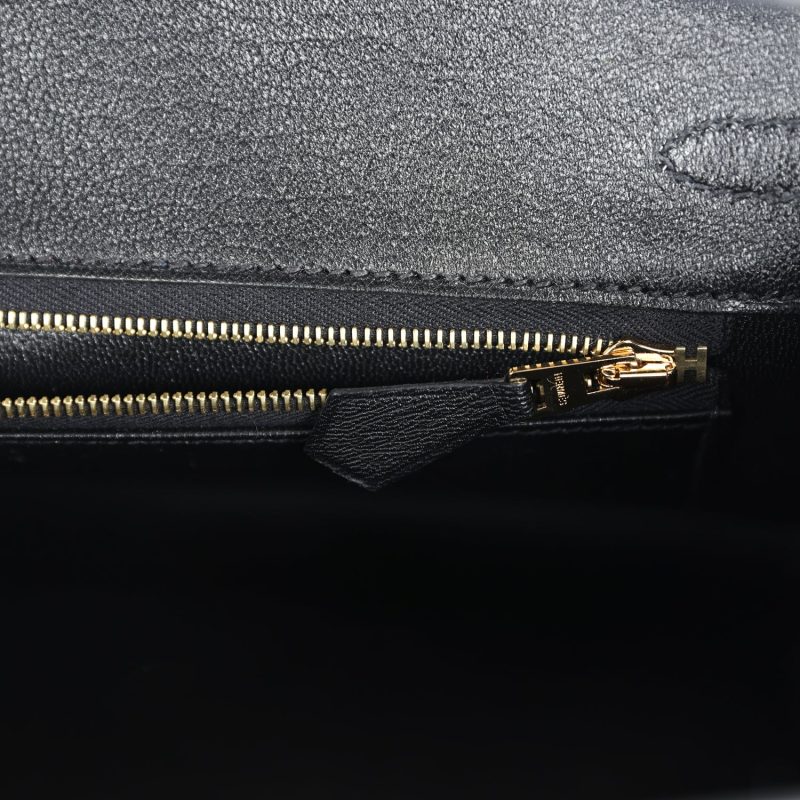 Hermes Birkin 25 Black Shiny Niloticus Crocodile Gold Hardware - Image 8