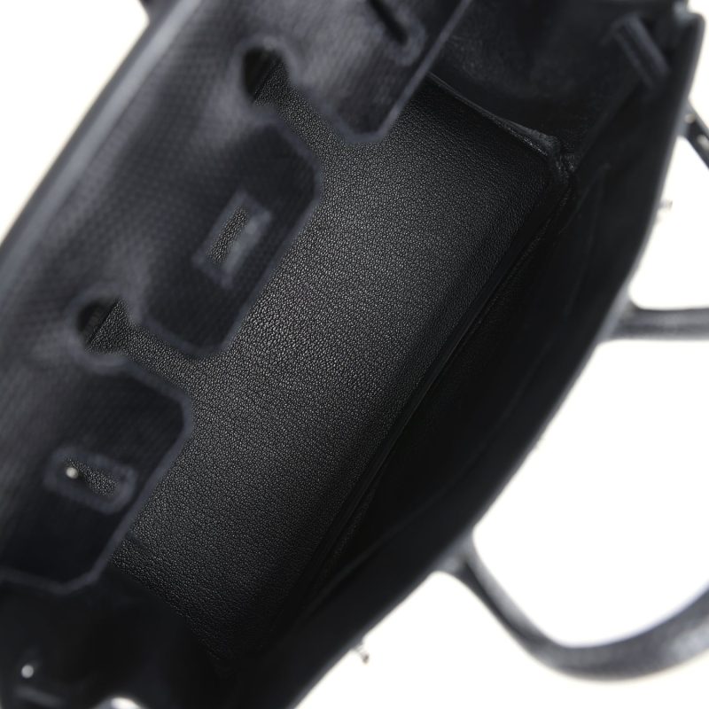 Hermes Birkin 25 Black Shiny Varanus Niloticus Lizard Palladium Hardware - Image 7