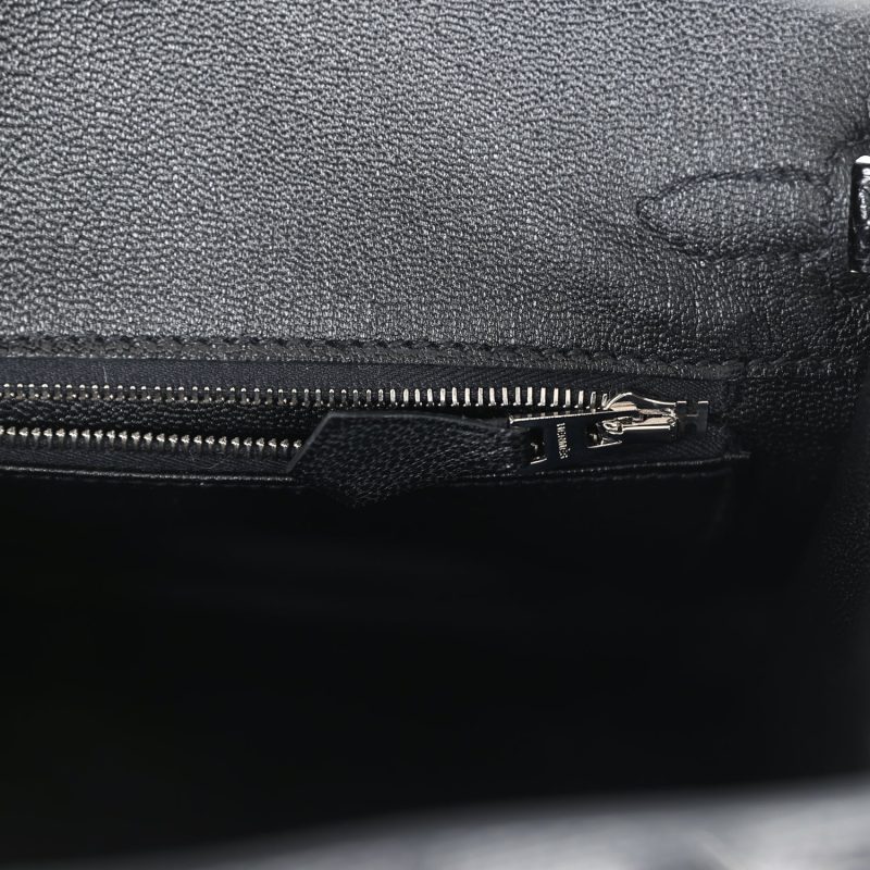 Hermes Birkin 25 Black Shiny Varanus Niloticus Lizard Palladium Hardware - Image 8