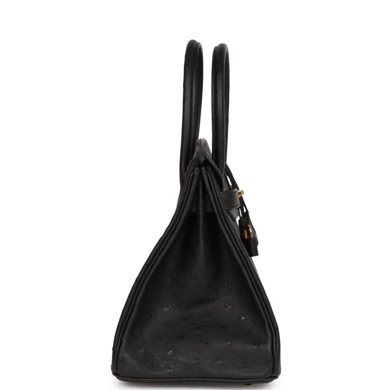 Hermes Birkin 30 Black Ostrich Rose Gold Hardware - Image 3
