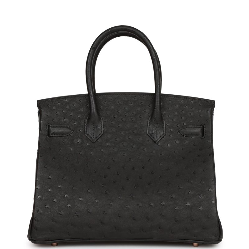 Hermes Birkin 30 Black Ostrich Rose Gold Hardware - Image 4