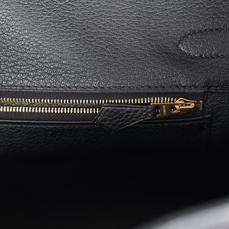 Hermes Birkin 30 Black Shiny Niloticus Crocodile and Togo Touch Rose Gold Hardware - Image 8