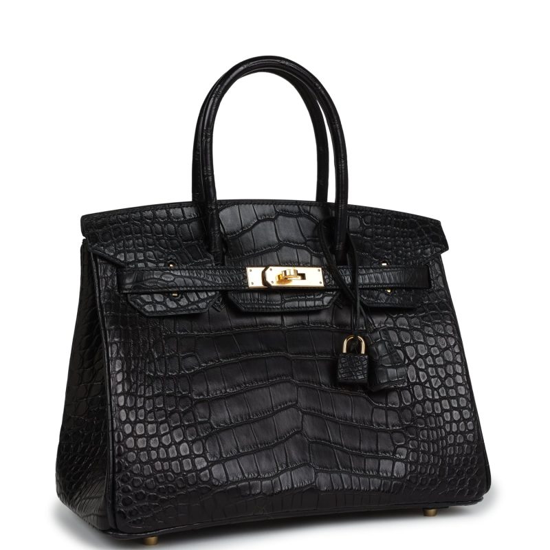 Hermes Birkin 30 Black Matte Alligator Gold Hardware - Image 2