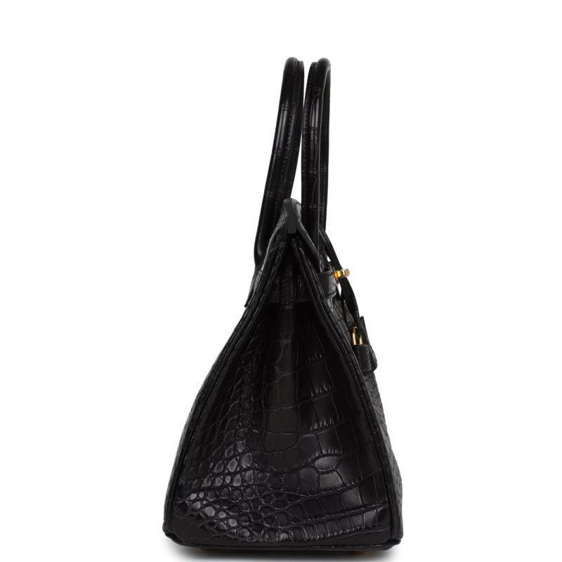 Hermes Birkin 30 Black Matte Alligator Gold Hardware - Image 3