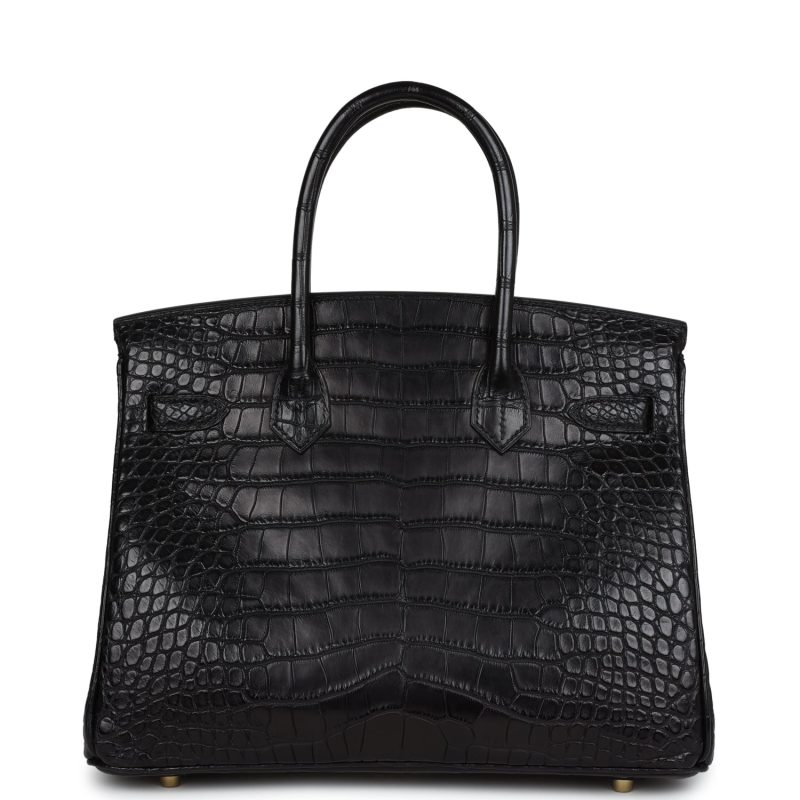 Hermes Birkin 30 Black Matte Alligator Gold Hardware - Image 4