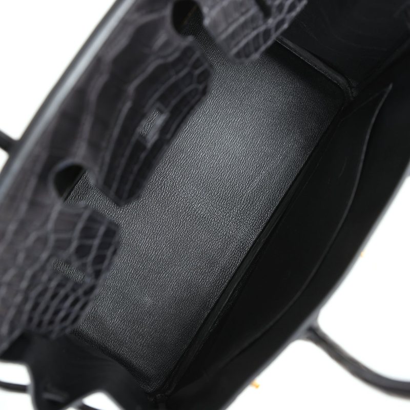 Hermes Birkin 30 Black Matte Alligator Gold Hardware - Image 7