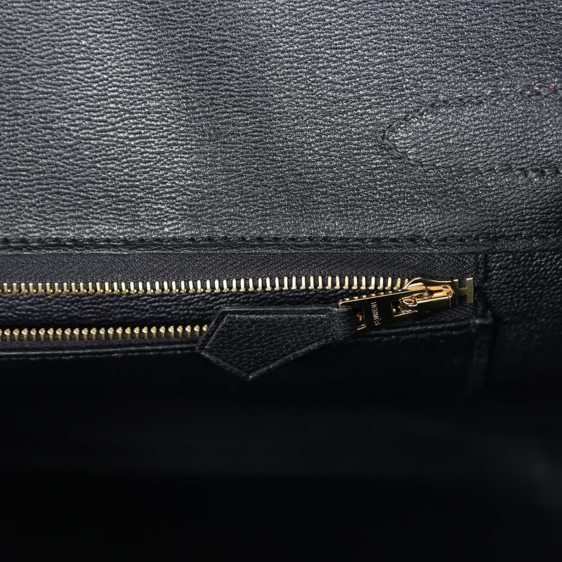Hermes Birkin 30 Black Shiny Porosus Crocodile Gold Hardware - Image 8