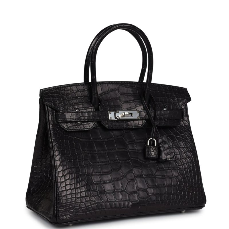 Hermes Birkin 30 Black Matte Alligator Palladium Hardware - Image 2
