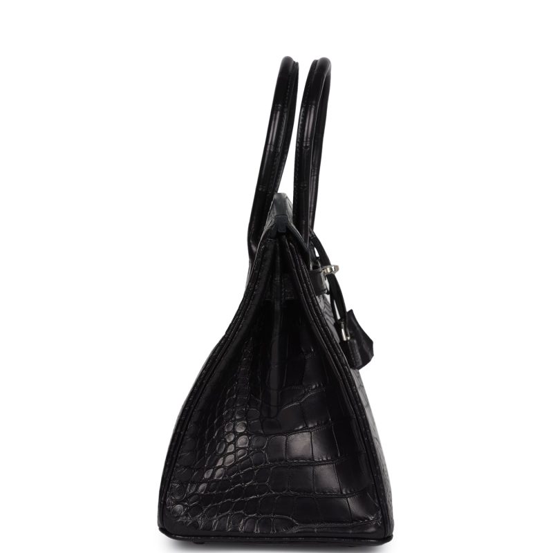 Hermes Birkin 30 Black Matte Alligator Palladium Hardware - Image 3