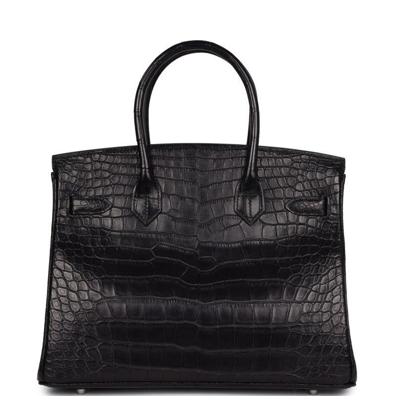 Hermes Birkin 30 Black Matte Alligator Palladium Hardware - Image 4