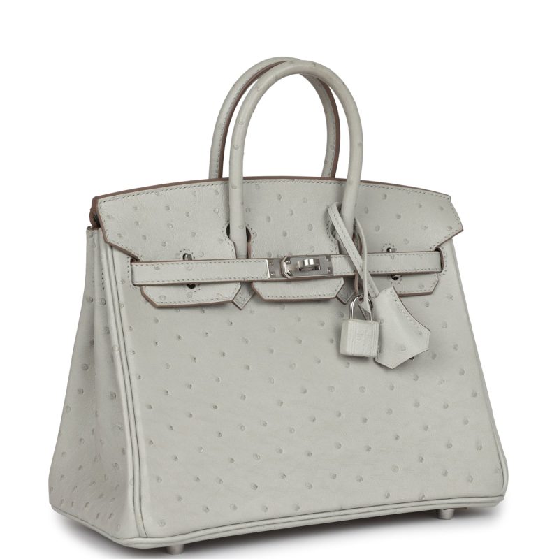 Hermes Birkin 25 Gris Perle Ostrich Palladium Hardware - Image 2